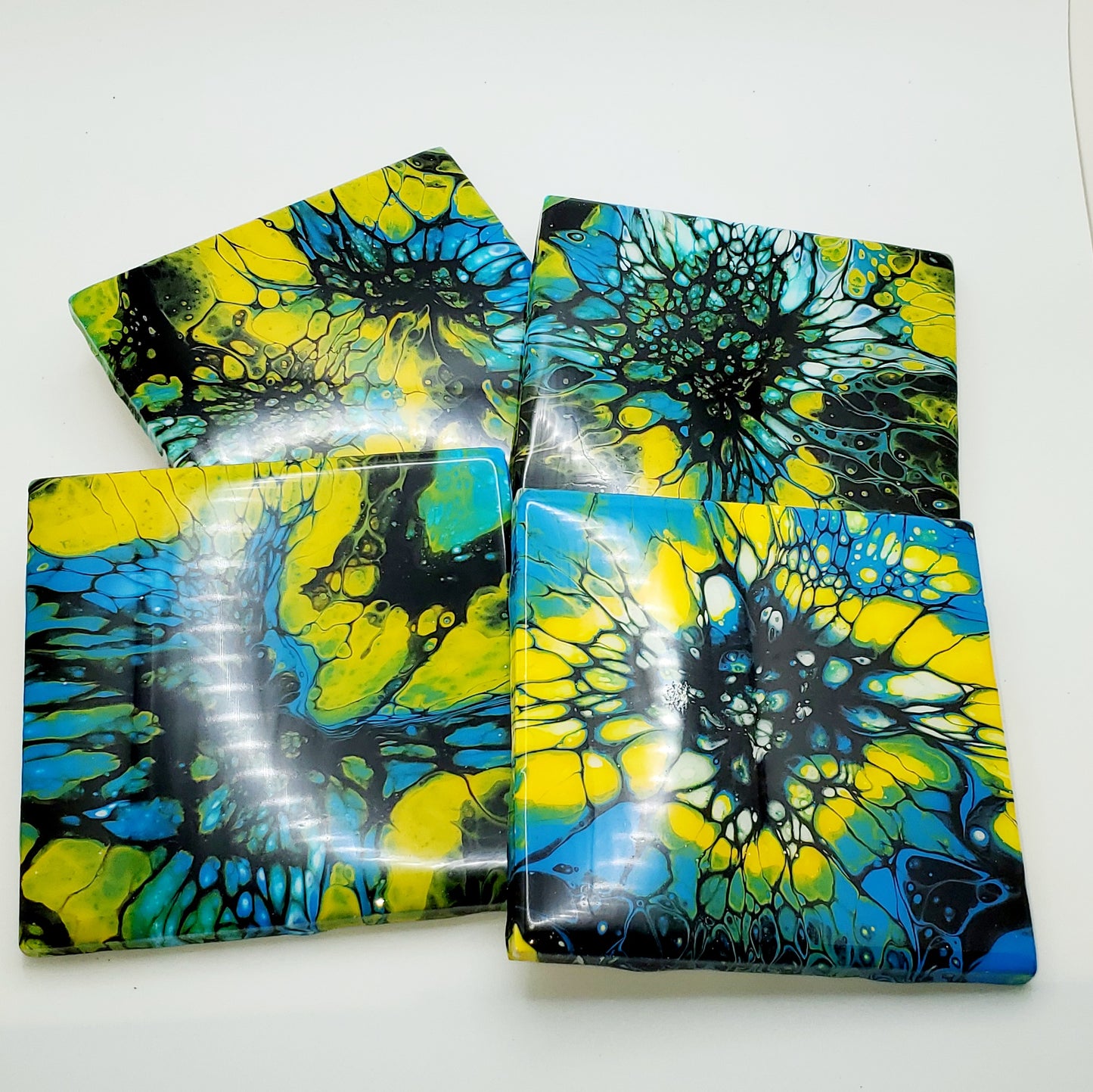 BLUE AND GREEN COASTERS
