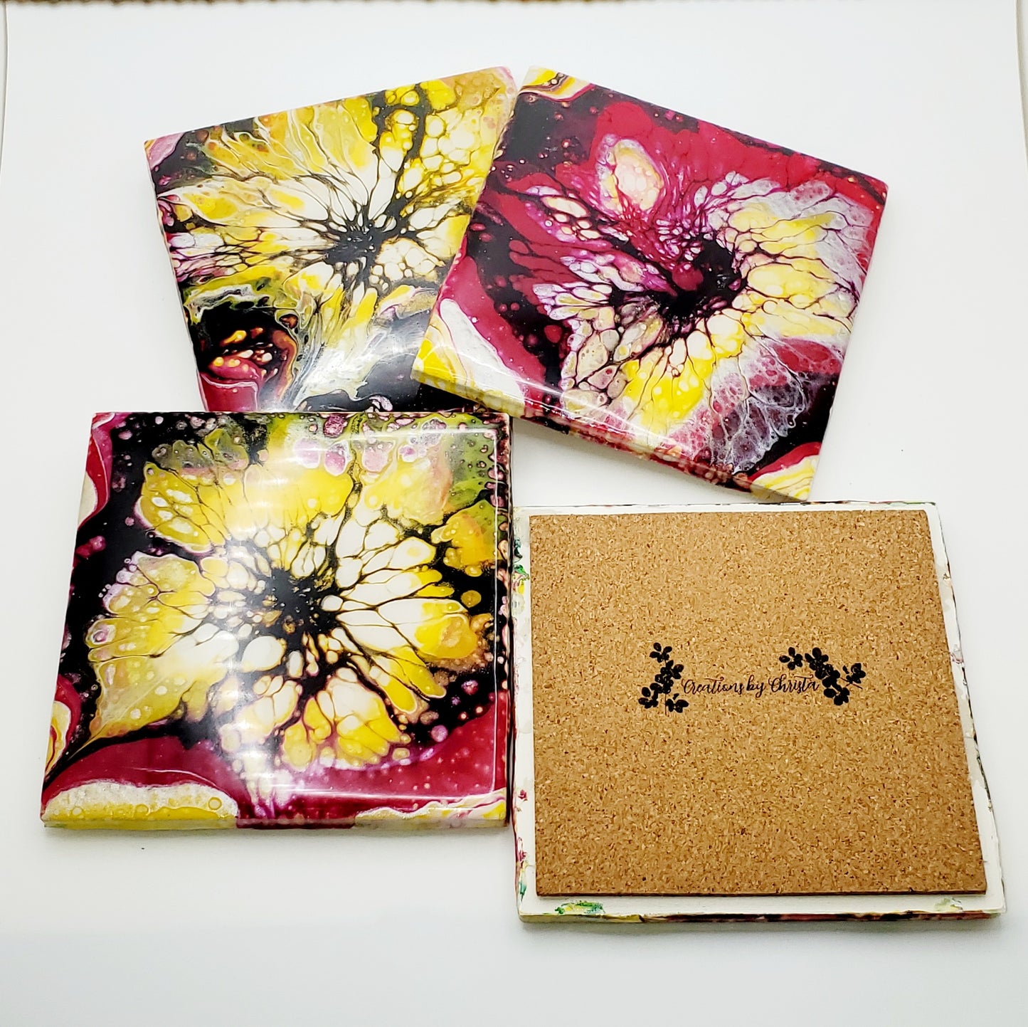 PINK AND YELLOW COASTERS